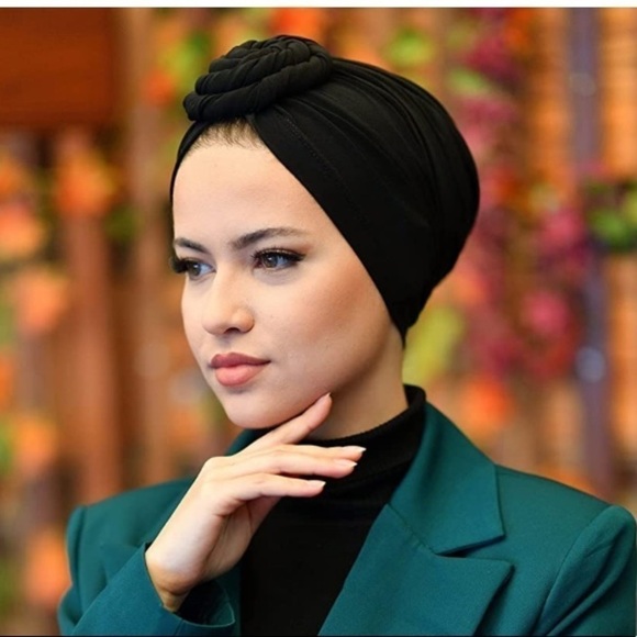 Brand New Set of Three Turbans Headwraps Hijabs Chemo Caps Black & Caramel main image 9